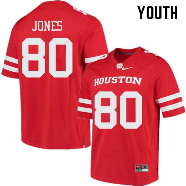 Youth #80 Noah Jones Houston Cougars College Football Jerseys Sale-Red